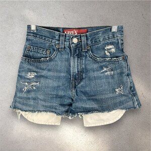 Levi’s 569 Loose Straight Cutoff Denim Shorts Women’s 10 Slim Blue Distressed